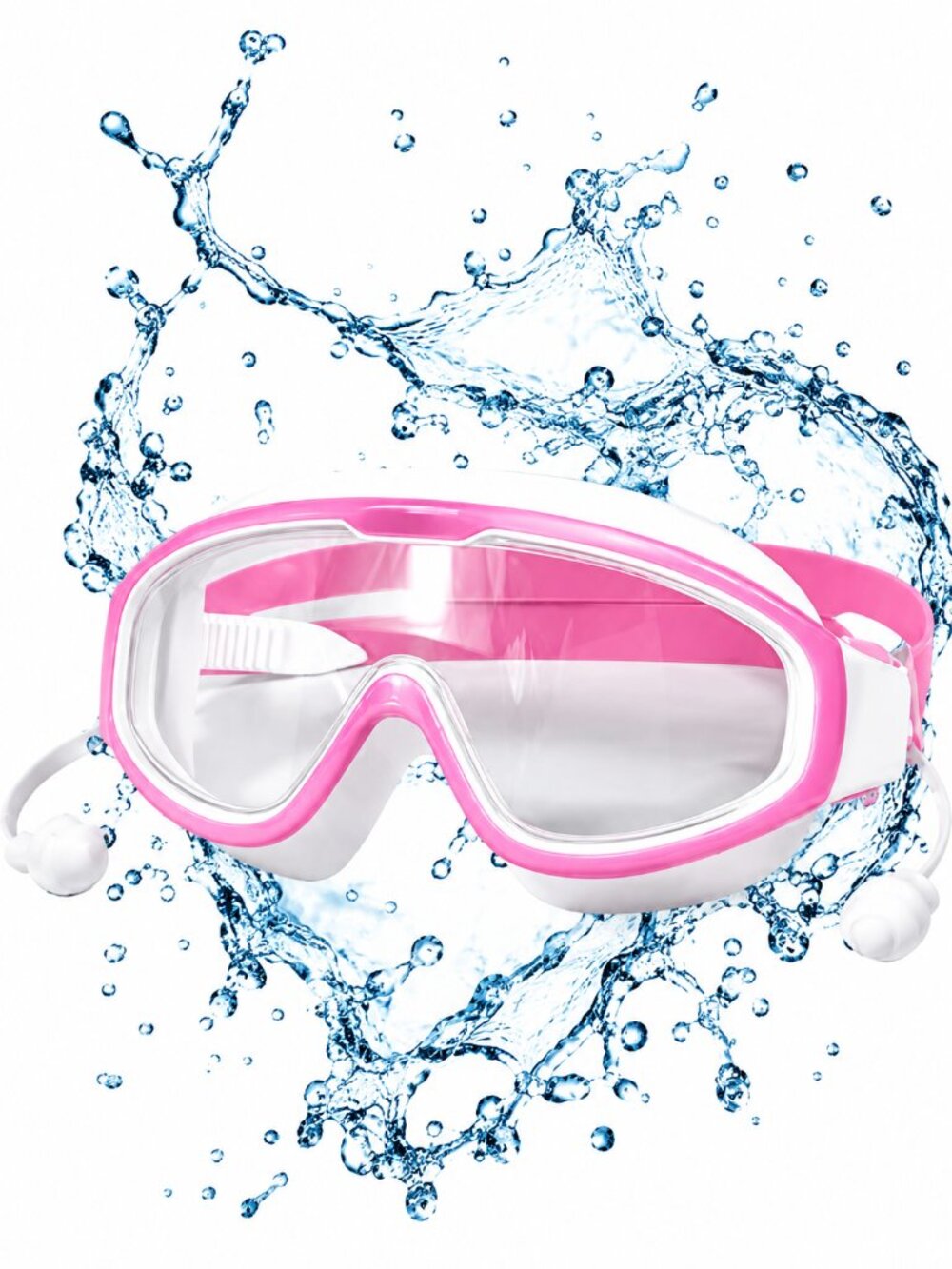 Scizor Pink Swim Goggles: Big Frame, Anti-Fog, UV Protect, No Leak, Silicone